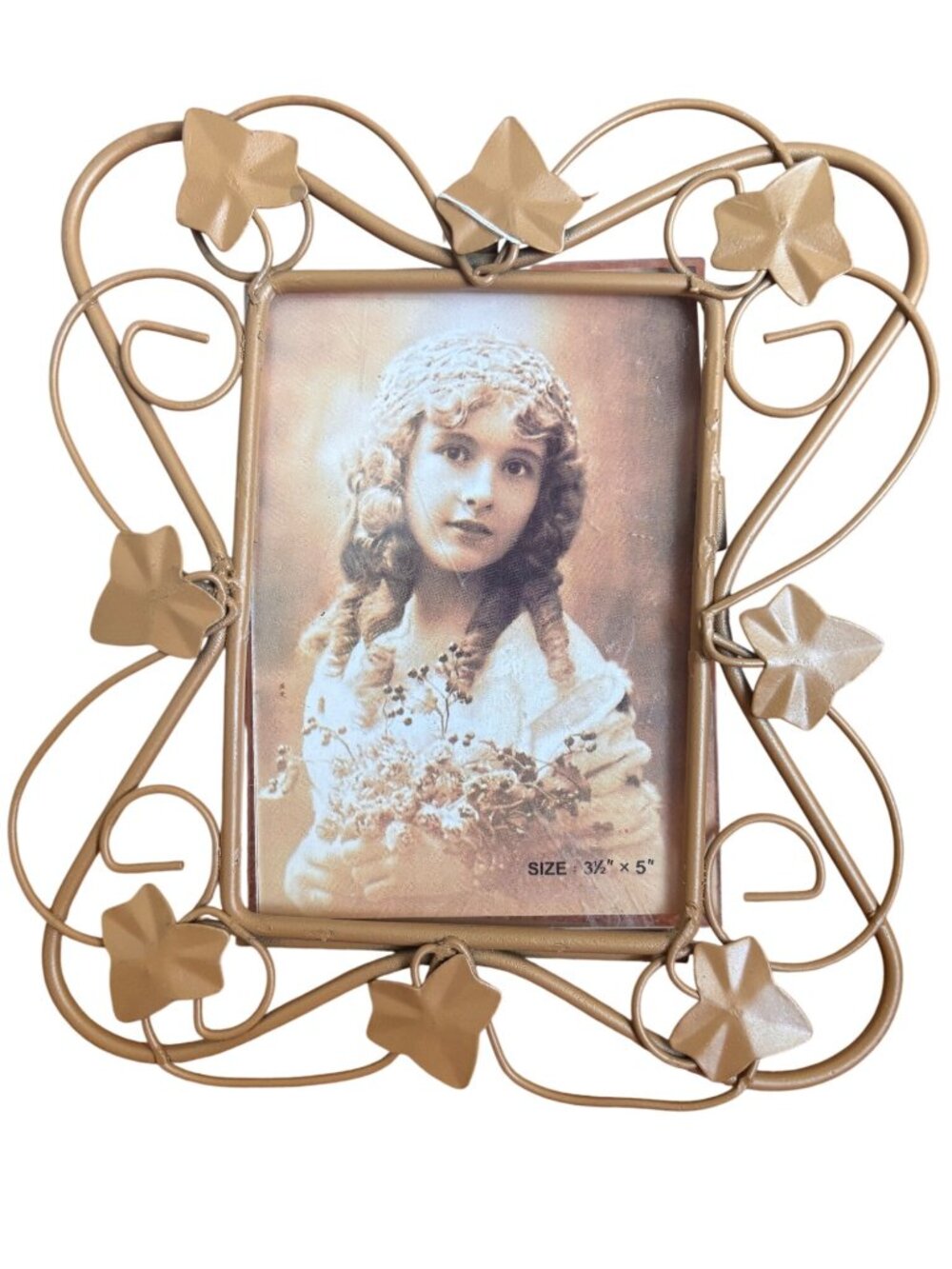 Vintage Gold Ivy Metal Picture Frames By Hermitage Pottery 3.5" x 5" Floral Vine